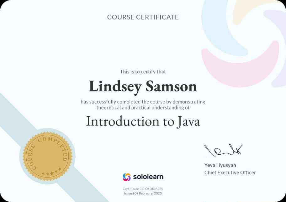 Introduction to Java - SoloLearn